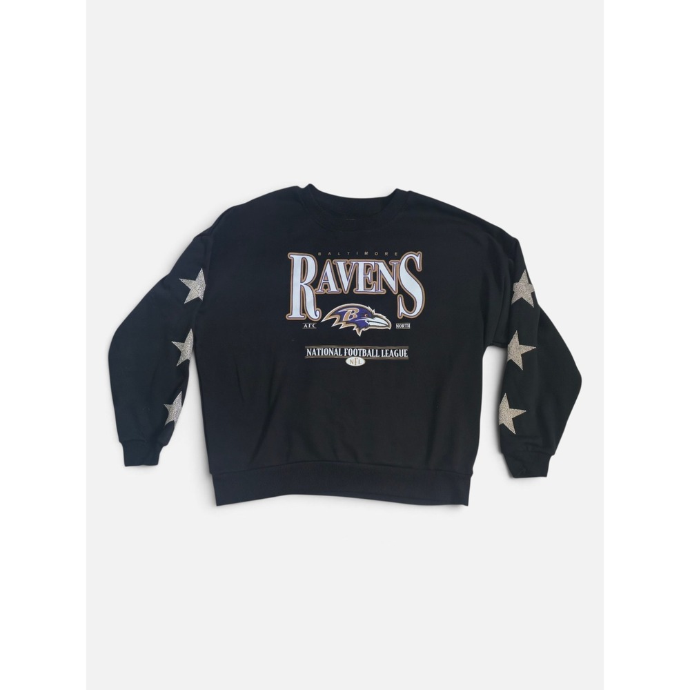 Gameday Couture Women's Baltimore Ravens Black Football Sweatshirt Rhinestone